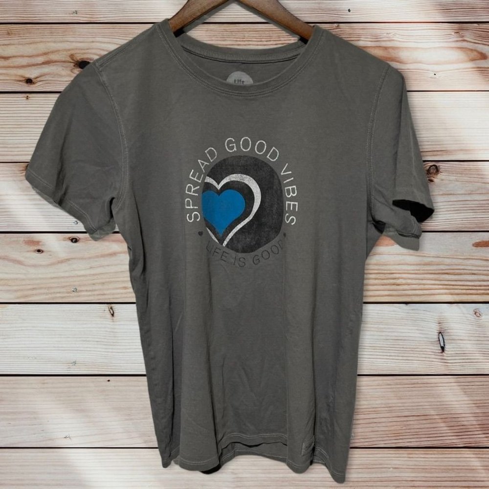 Spread Good Vibes Life Is Good Gray T-Shirt Size Medium